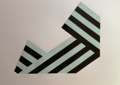 Abstract geometric shape with black stripes