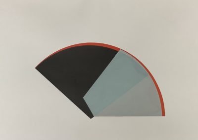 Abstract geometric semicircle design with red outline