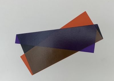 Overlapping colorful rectangles on white background